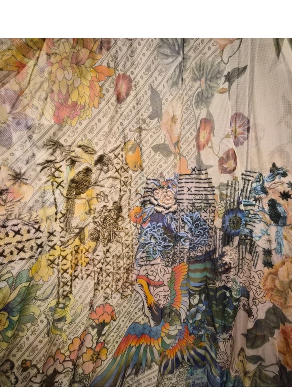 Johnny Was STUNNING Floral Multicolor Long Sleeve MIDI Dress - Cream Base - Picture 7 of 11